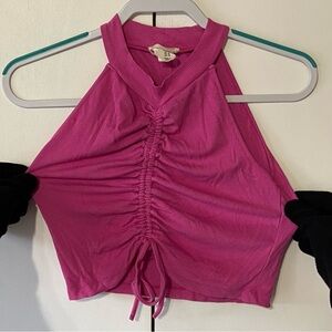 Pink Ruched Halter Top